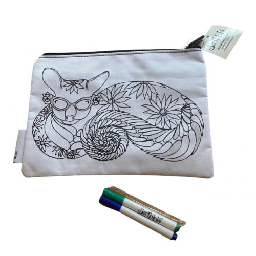 Scribbla Colouring-in Pencil Case and Fabric Pen Set, Possum