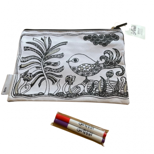 Scribbla Colouring-in Pencil Case and Fabric Pen Set, Bird