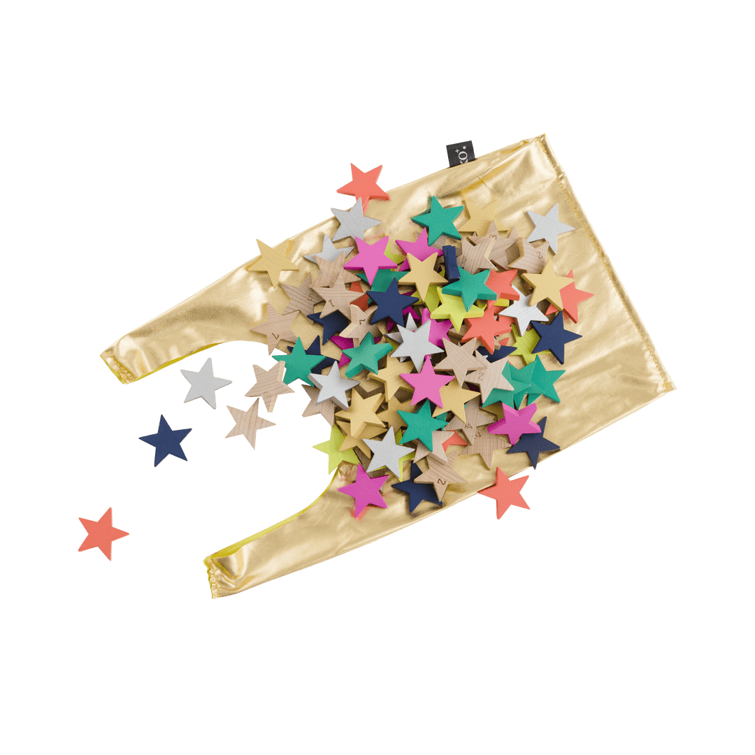 Kiko+ Tanabata Wooden Star Dominos - Gold, 100 Pcs
