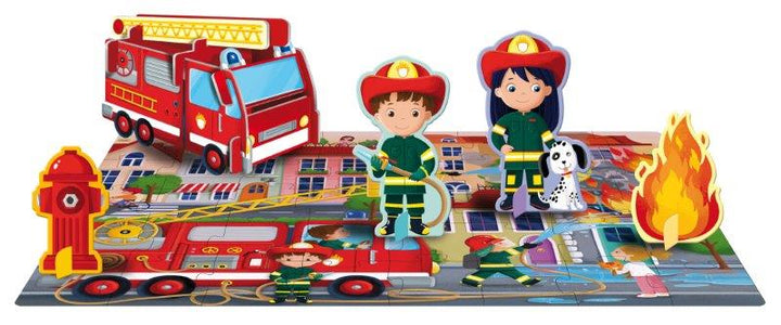 Sassi 3D Puzzle and Book Set - Learn Shapes Firefighters , 40 pcs