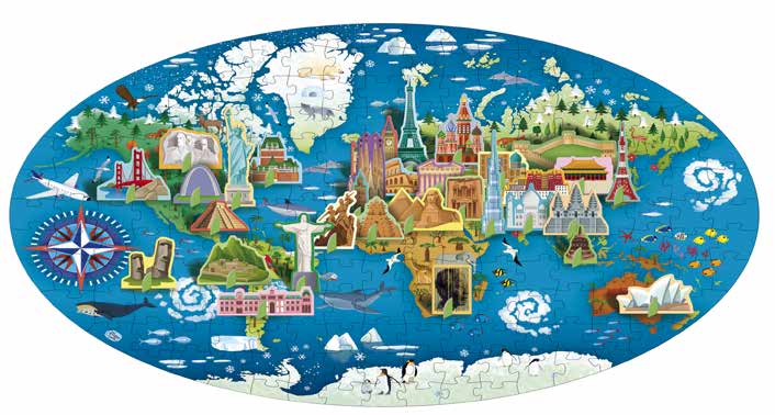 Sassi Travel, Learn and Explore - Book and 3D Puzzle Set - Monuments, 200 pcs