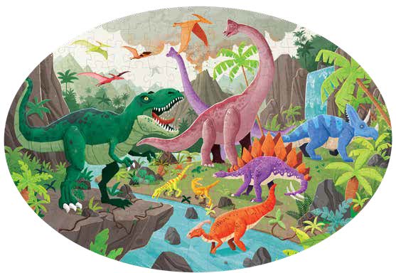 Sassi Travel, Learn and Explore - Puzzle and Book Set - Dinosaurs, 205 pcs