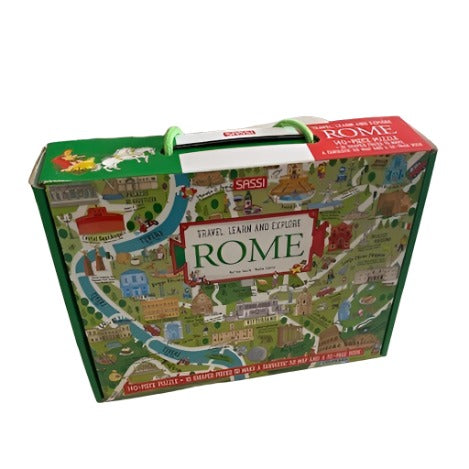 SECONDS Sassi Travel, Learn and Explore - Puzzle and Book Set - Rome, 140 pcs