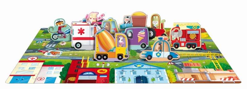 Sassi 3D Puzzle and Book Set - Learn Shapes Vehicles, 40 pcs