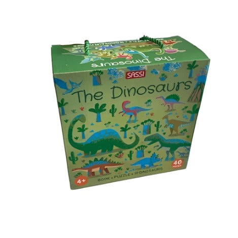 SECONDS Sassi 3D Puzzle and Book Set - Learn Words Dinosaurs, 40 pcs