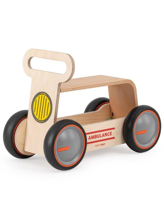 Mamatoyz Drive Me 3 in 1 Wooden Ride On / Walker / Toy Wagon - Ambulance