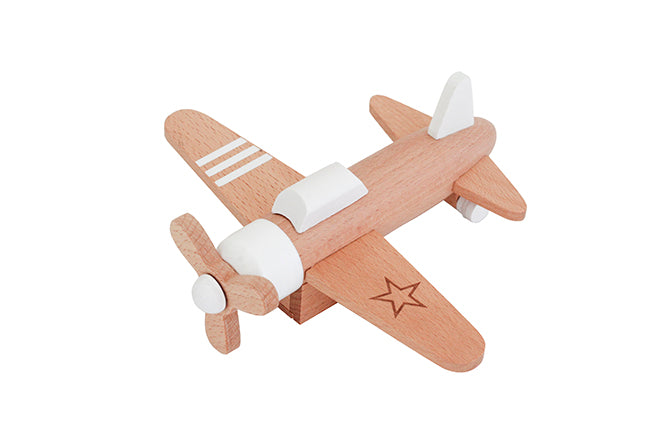Kiko+ Kikoki Wooden Friction Propeller Plane, White