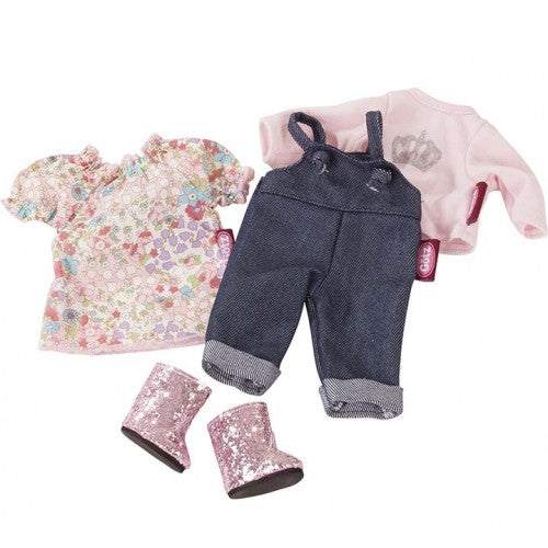 Götz Wardrobe - 27 cm - All Day Denim and t- shirt Outfit with a Flower Dress Set  5 pcs