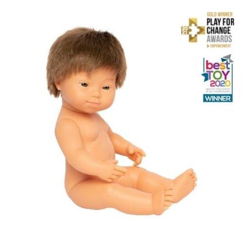 Miniland Doll - Anatomically Correct Baby Caucasian Boy with Down syndrome, 38 cm (UNDRESSED)