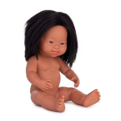 Miniland Doll - Anatomically Correct Baby Latino Girl with Down syndrome, 38 cm