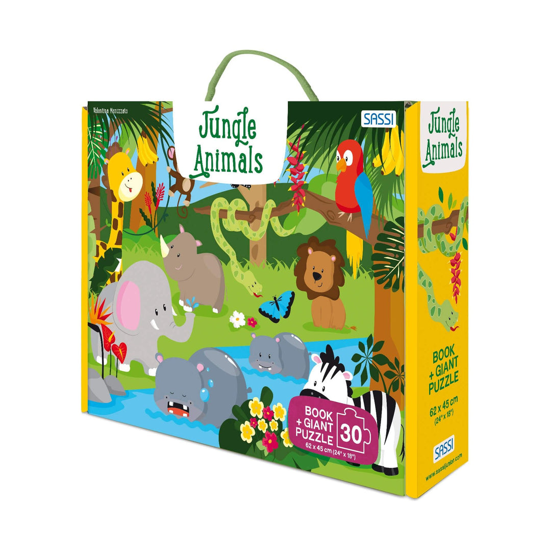 Sassi Book and Giant Puzzle  - Jungle Friends,  30 pcs