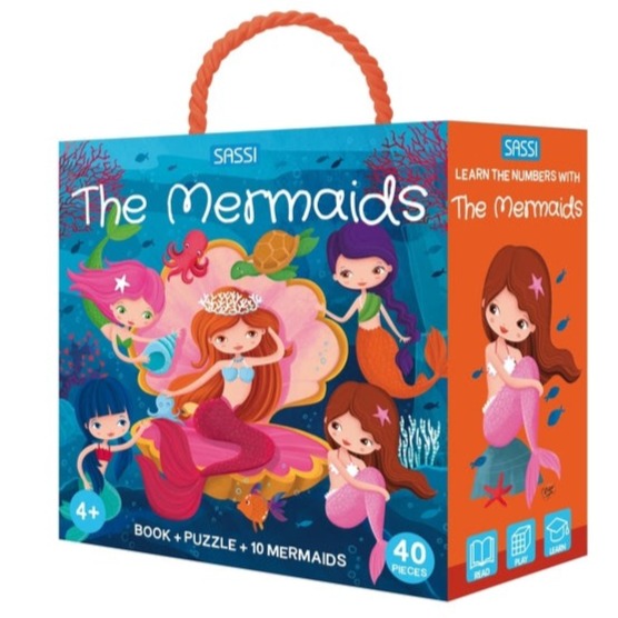 Sassi 3D Puzzle and Book Set - Learn Numbers Mermaids, 40 pcs