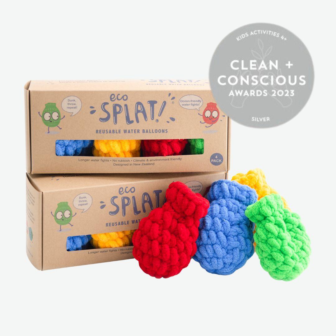 EcoSplat Reusable Water Balloons has won Silver in the Clean + Conscious Awards 2023 in the Kids Activities 4+ Category!