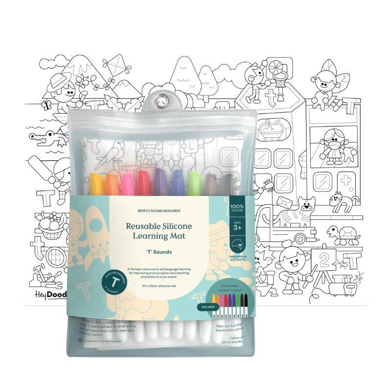 HeyDoodle - Speech Therapy Colouring & Doodle Mat - T' Sounds