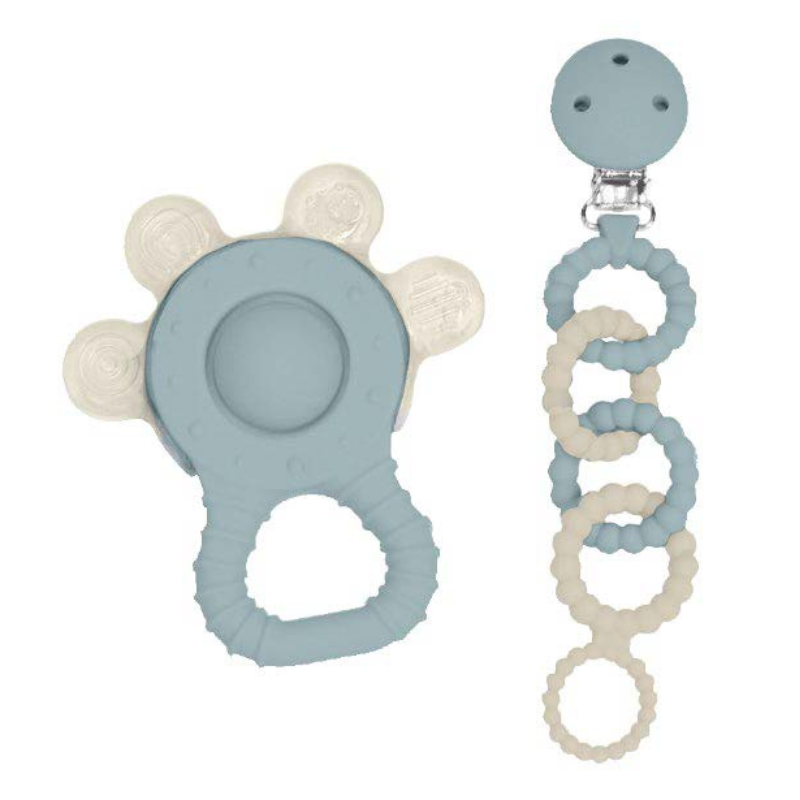Koukla Baby Cooling Teether Ring & Soother Chain, Blue
