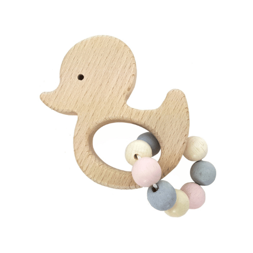 Hess-Spielzeug Rattle Griffon Duck, Natural Pink
