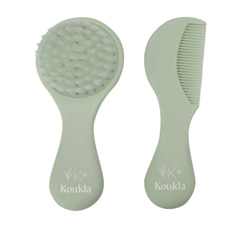 Koukla Baby Brush & Comb, Sage