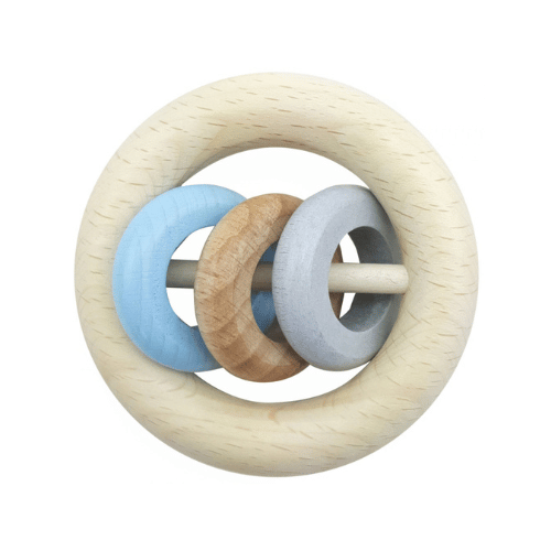 Hess-Spielzeug Rattle Round 3 Rings Natural Blue