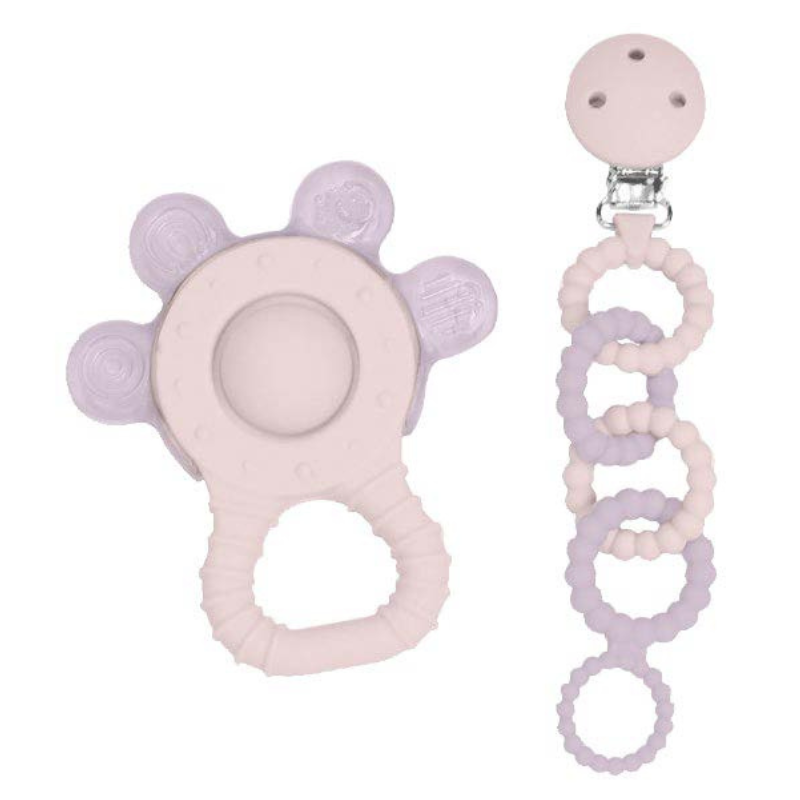 Koukla Baby Cooling Teether Ring & Soother Chain, Pink