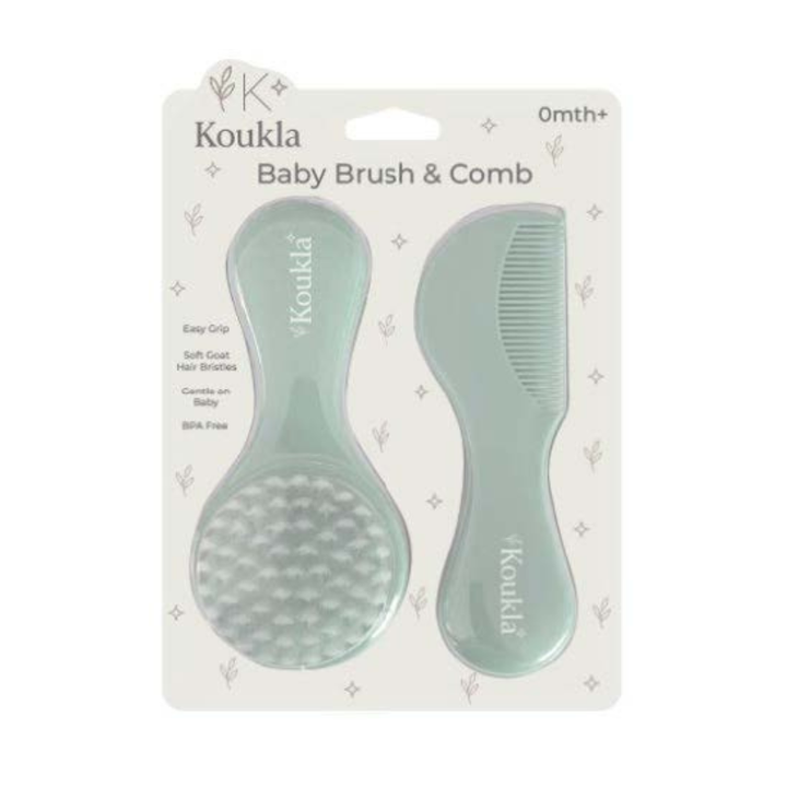 Koukla Baby Brush & Comb, Sage