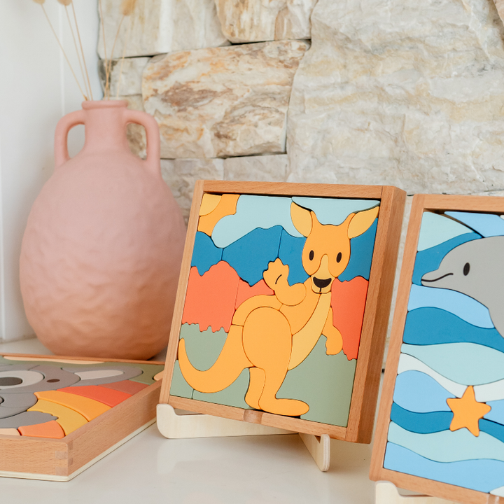 Stellavan & Papa - 3-in-1 Small Block Puzzle, Kangaroo