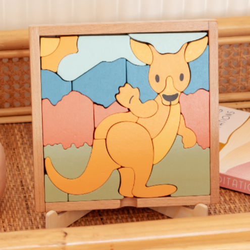 Stellavan & Papa - 3-in-1 Small Block Puzzle, Kangaroo