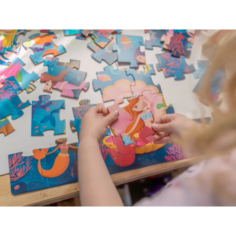 Sassi 3D Puzzle and Book Set - Learn Numbers Mermaids, 40 pcs