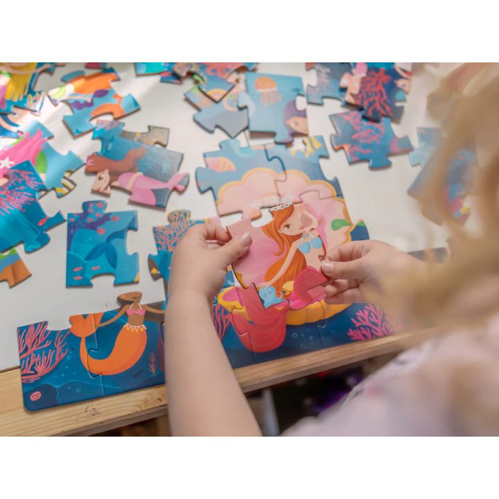 Sassi 3D Puzzle and Book Set - Learn Numbers Mermaids, 40 pcs