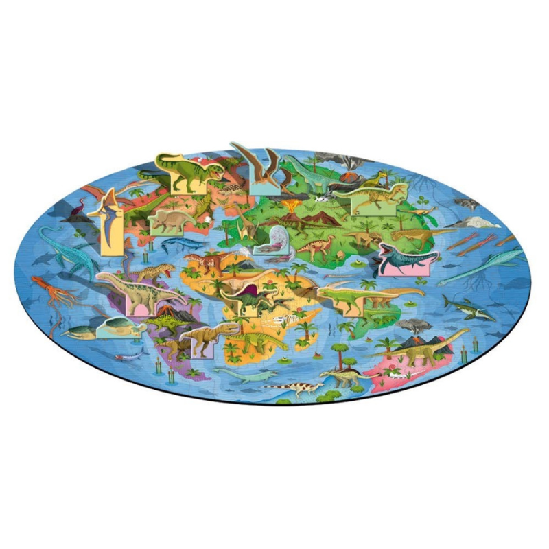 Sassi Travel, Learn and Explore - Book and 3D Puzzle Set - World of Dinosaurs, 200 pcs