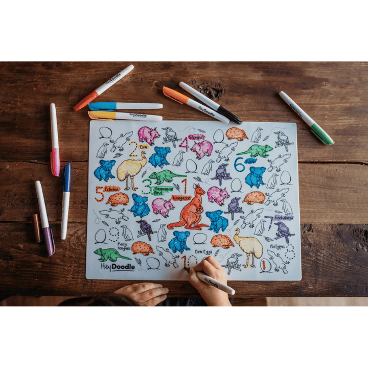 HeyDoodle - Classic Colouring & Doodle Mat - Aussie Animals