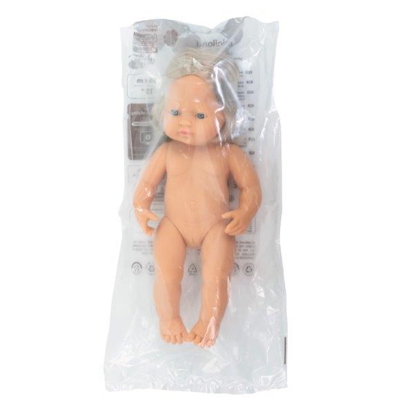 Miniland Doll - Anatomically Correct Naked Caucasian Girl, Blond, 38 cm