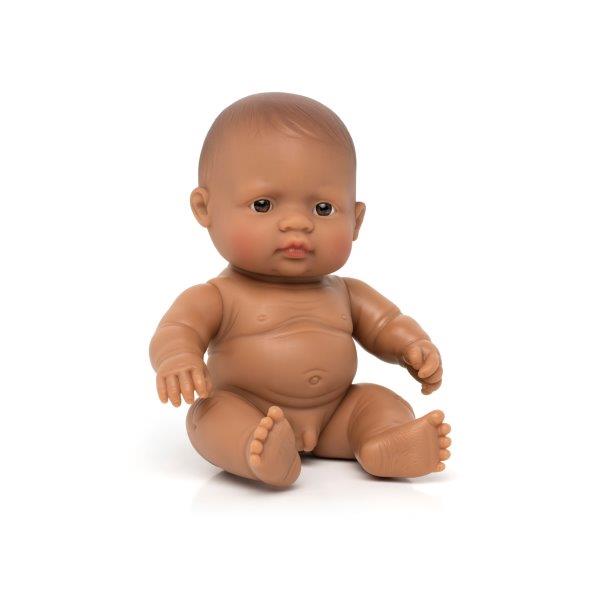 Miniland Doll - Anatomically Correct Naked Baby Hispanic Boy, 21 cm