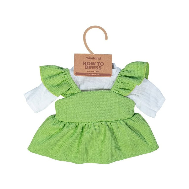 Miniland Doll Clothing - Blouse and Smock, green, 38 cm