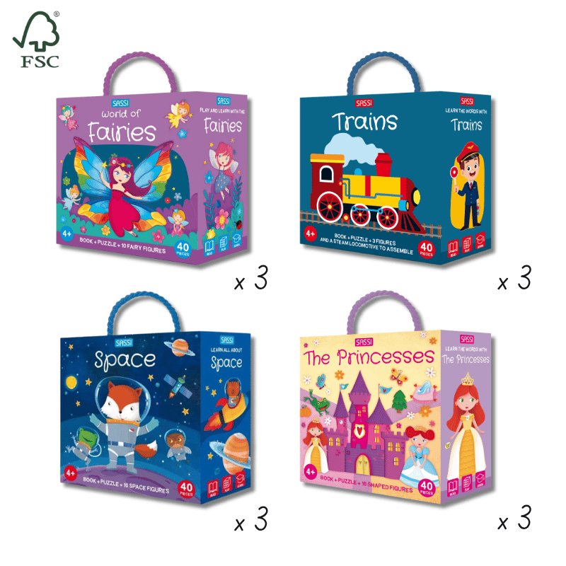 Sassi 40pc Puzzle Starter Bundle, 12 pcs + FREE CDU