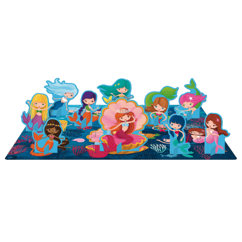 Sassi 3D Puzzle and Book Set - Learn Numbers Mermaids, 40 pcs