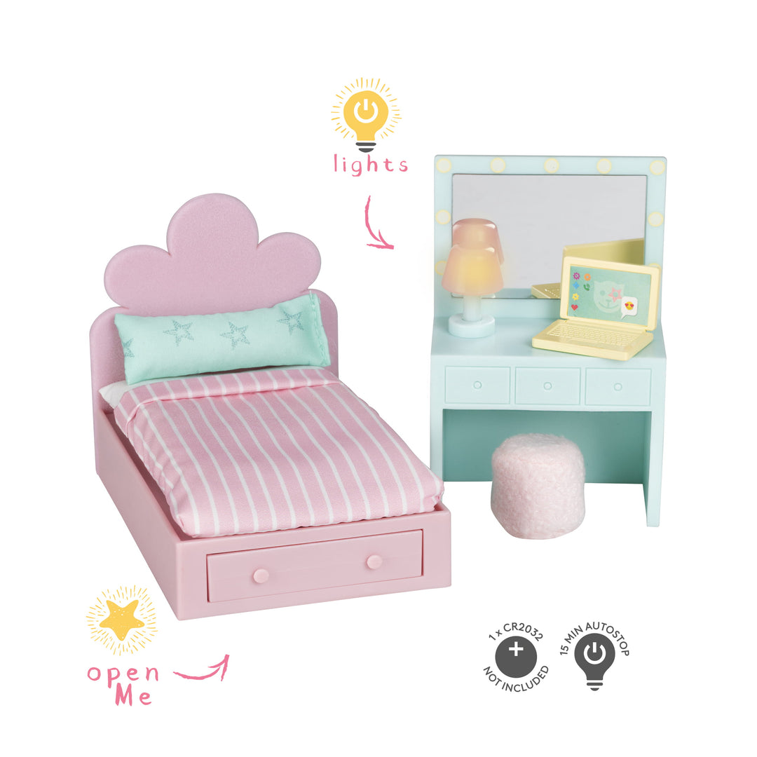 Lundby Doll House Furniture - Teenage Bedroom Set