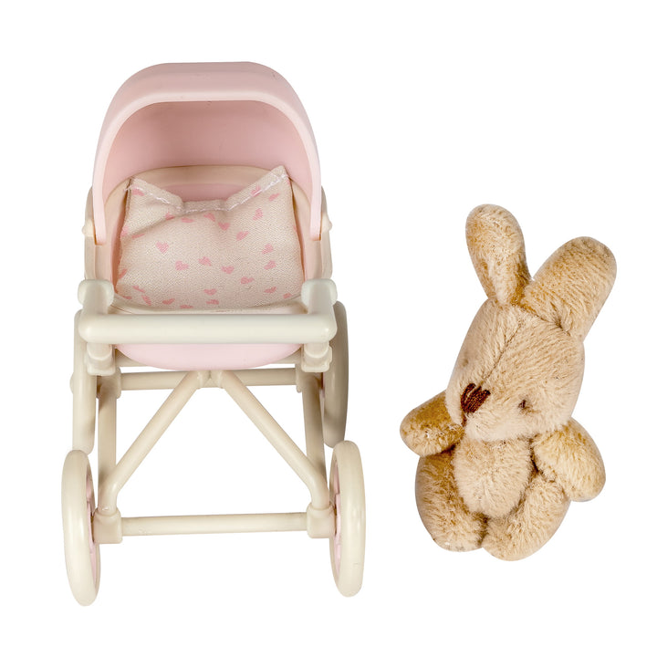Lundby Doll House Accessories - Baby Pram & Teddy Set