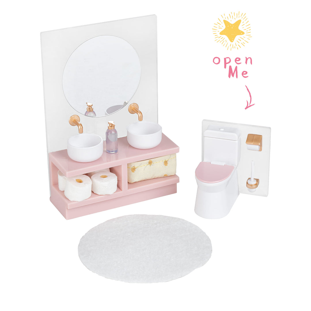 Lundby Doll House Furniture - Bathroom Washbasin & Toilet Set