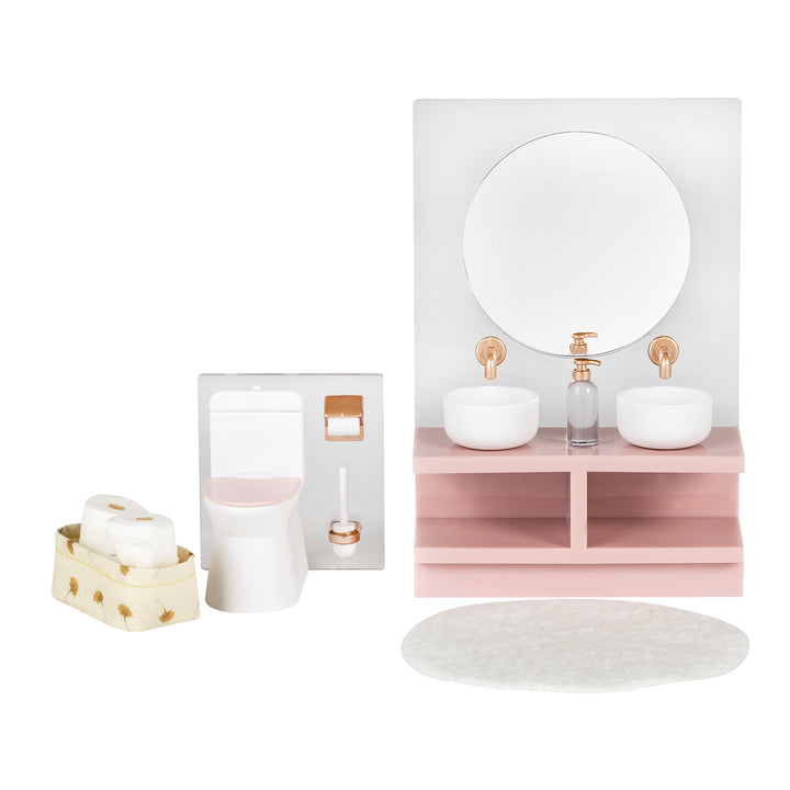Lundby Doll House Furniture - Bathroom Washbasin & Toilet Set