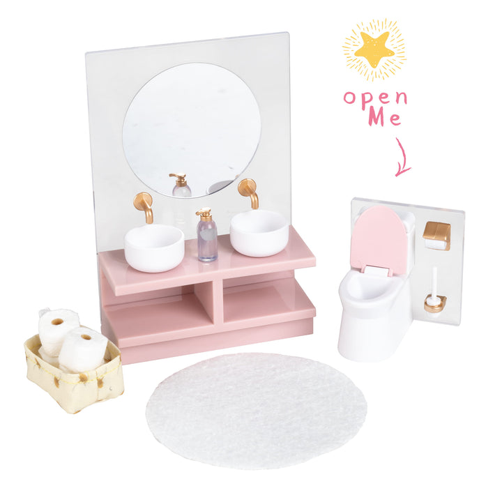 Lundby Doll House Furniture - Bathroom Washbasin & Toilet Set