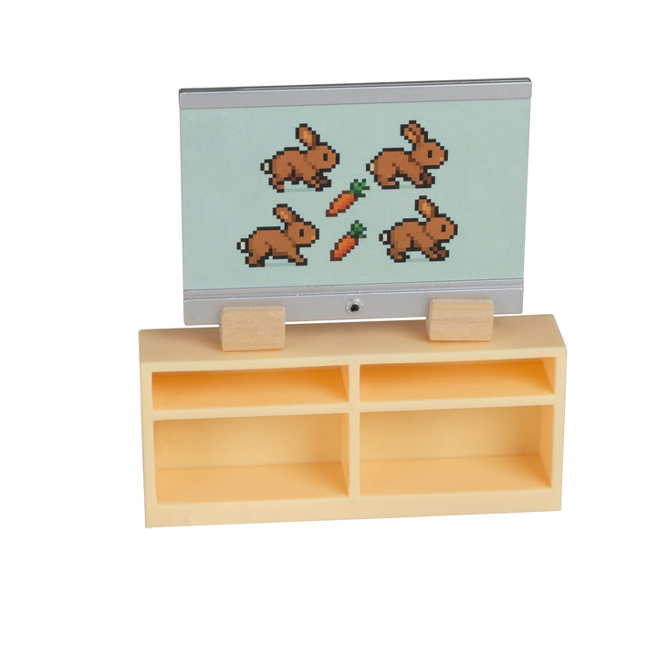 Lundby Doll House Furniture - TV, Bookcase & Gaming Set