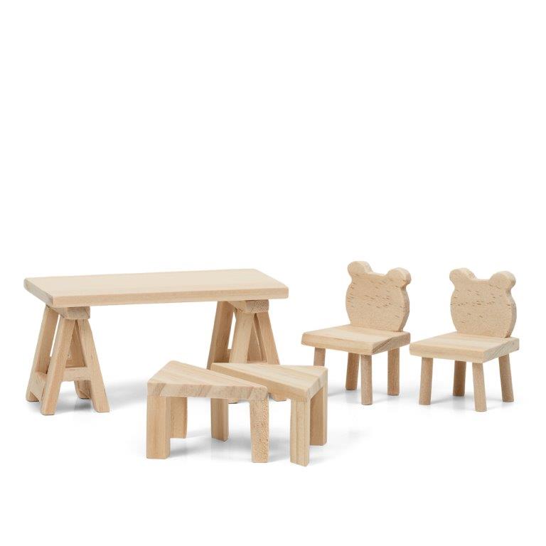 Lundby DIY Table and Chairs Set