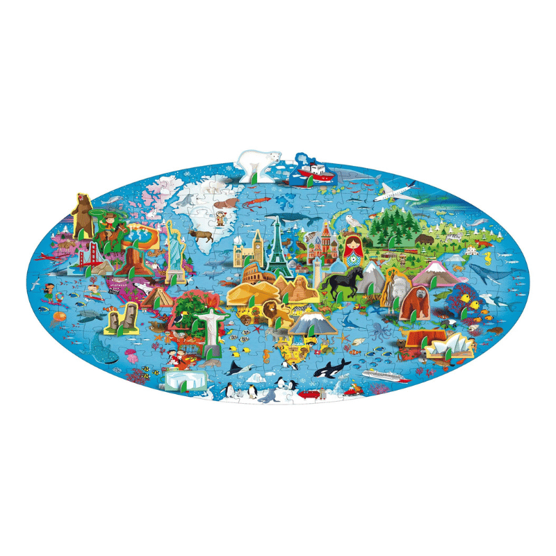 Sassi Travel, Learn and Explore - Book and 3D Puzzle Set - The Earth, 200 pcs