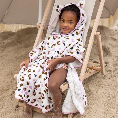 Swim Essentials Luxe Beach Poncho - Khaki Leopard, 65 x 65 cm