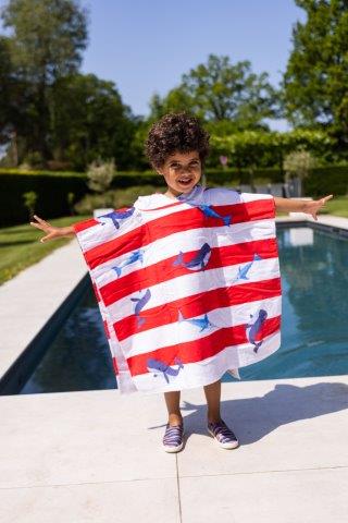 Swim Essentials Luxe Beach Poncho - Ocean Stripes, 65 x 65 cm