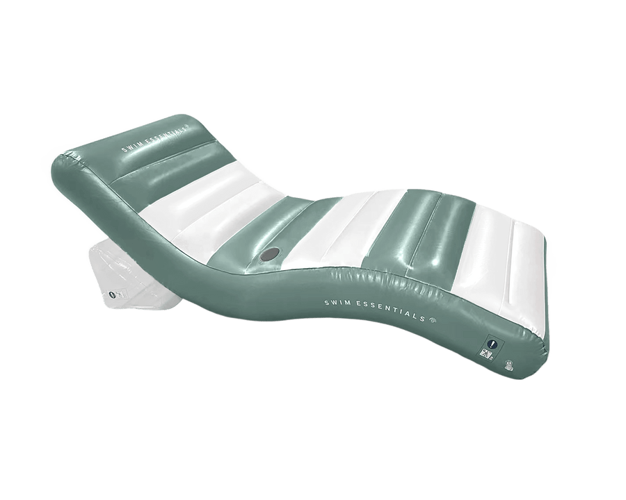 Swim Essentials Luxe Lounger, Green/White 180cm