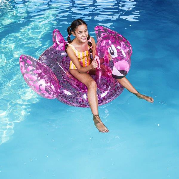 Swim Essentials Inflatable Ride On - Neon Pink Flamingo, 150 cm
