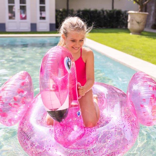 Swim Essentials Inflatable Ride On - Neon Pink Flamingo, 150 cm