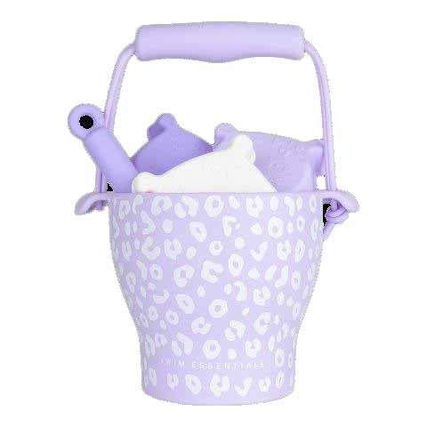 Swim Essentials Beach Bucket  Set - Lilac Leopard, 5pcs