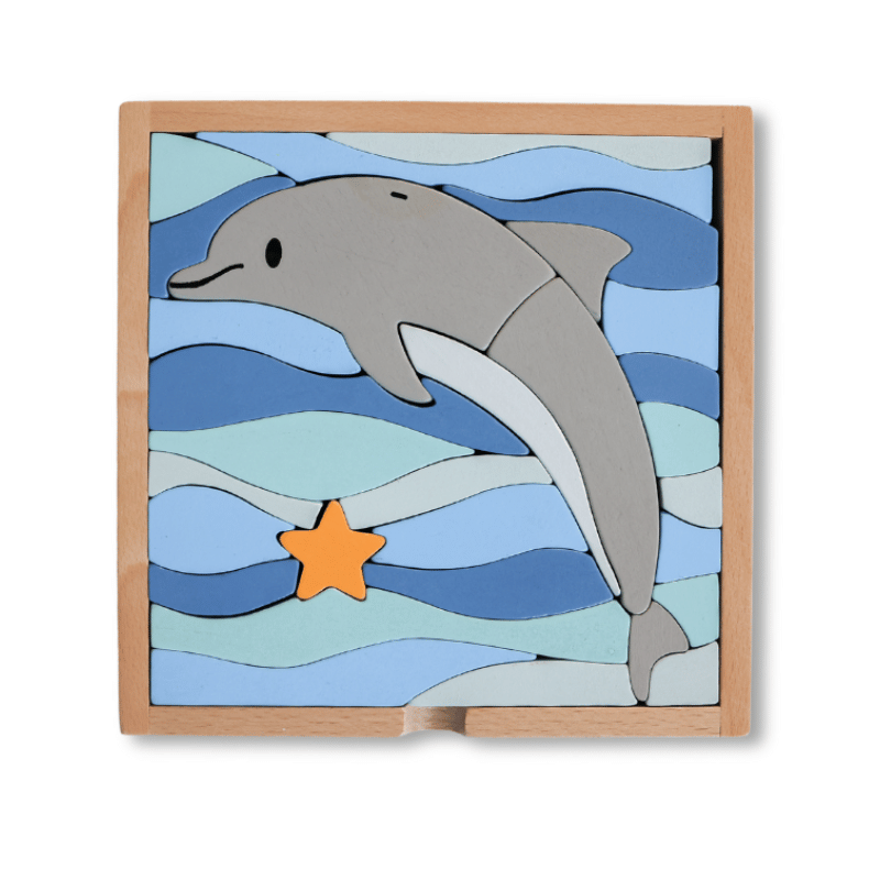 Stellavan & Papa - 3-in-1 Small Block Puzzle, Dolphin